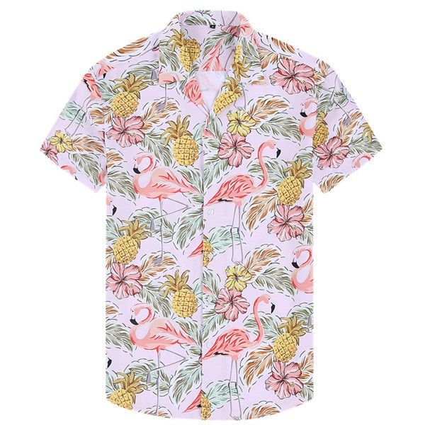 Chemise Hawaïenne Flamant Rose