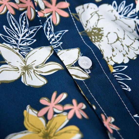 Chemise Hawaïenne Homme Simple Boutonnée Avec Col Replier et Manches Courtes