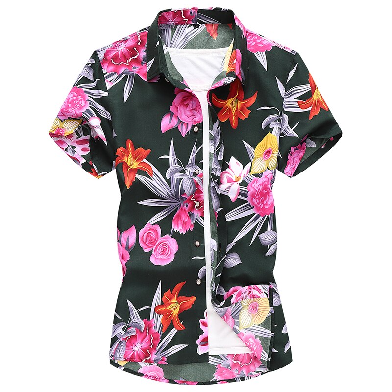 Chemise Hawaïenne Noire Rose