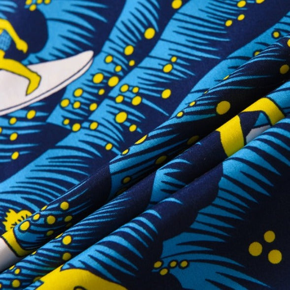 Chemise Hawaïenne Surf Coton Lin Polyester Boutonnée