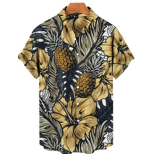 Chemise Hawaienne Ananas Coton Lin Vêtement