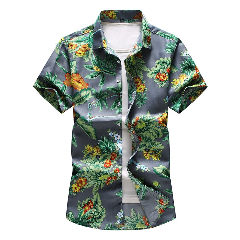 Chemise Hawaïenne Gris Homme